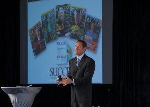 executive presenting at an event